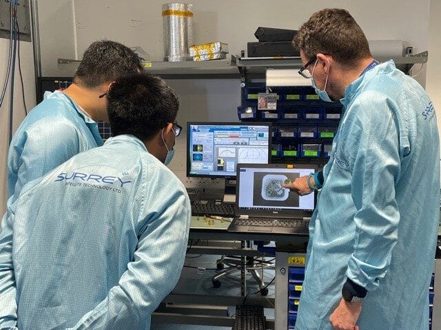 Patch Antenna Training in the Test Lab. Photo courtesy of SSTL.