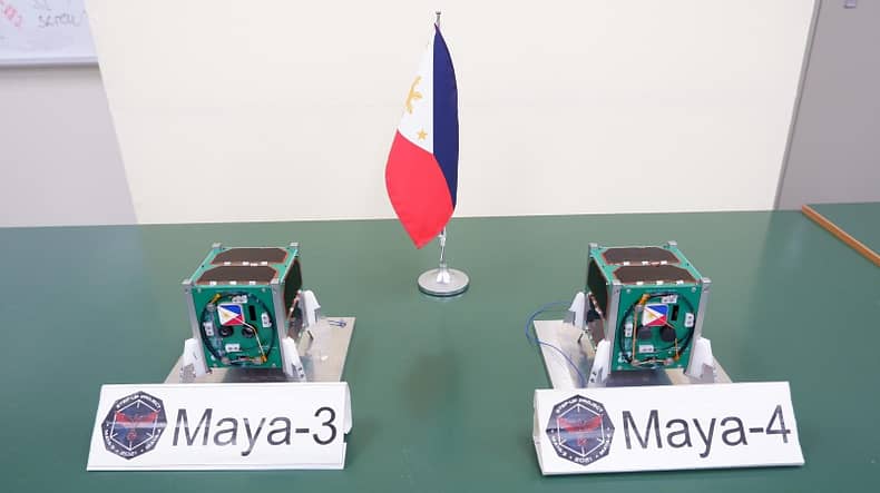 The completed Maya-3 and Maya-4 Flight Models (FM). Maya-3 and Maya-4 are 1U (10 x 10 x 10 cm) CubeSats weighing ~1.15 kilograms each.